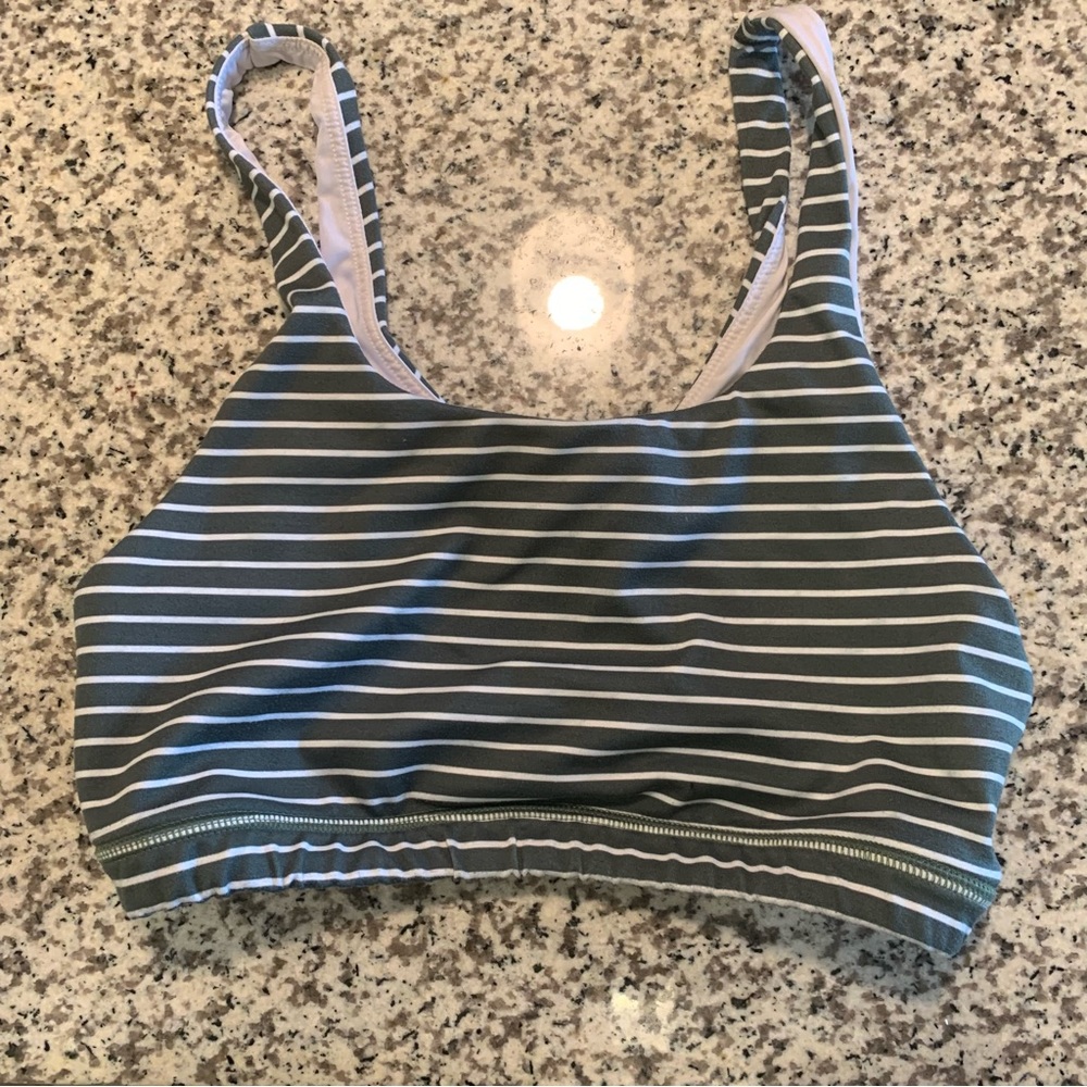 FLEO Sports Bra - Green/White Stripe - Size S
